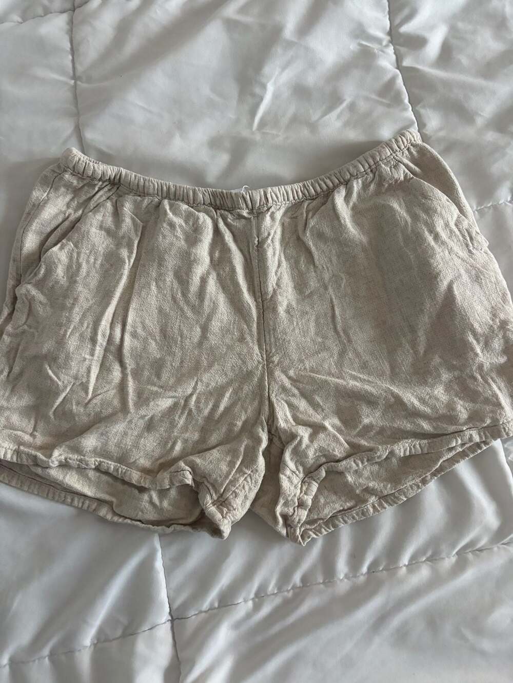 Divided H&M Women's Beige Linen Blend Pull-On Casual Shorts